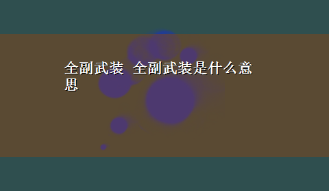 全副武装 全副武装是什么意思