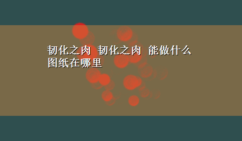 韧化之肉 韧化之肉 能做什么图纸在哪里