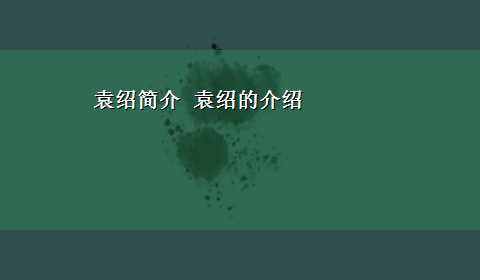 袁绍简介 袁绍的介绍