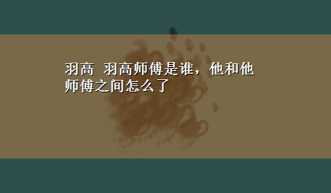 羽高 羽高师傅是谁，他和他师傅之间怎么了