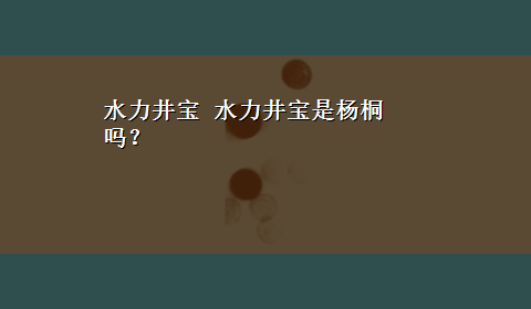 水力井宝 水力井宝是杨桐吗？