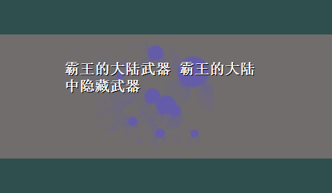 霸王的大陆武器 霸王的大陆中隐藏武器