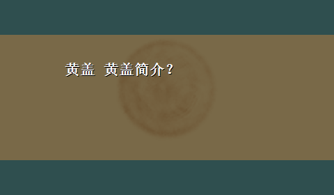 黄盖 黄盖简介？