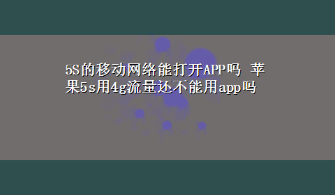 5S的移动网络能打开APP吗 苹果5s用4g流量还不能用app吗