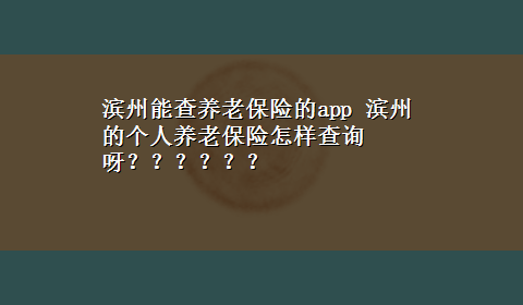 滨州能查养老保险的app 滨州的个人养老保险怎样查询呀？？？？？？