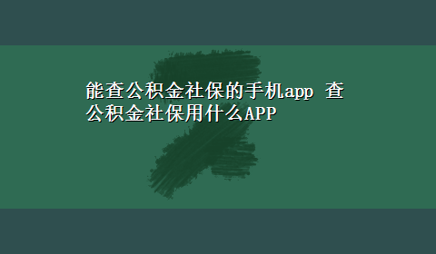 能查公积金社保的手机app 查公积金社保用什么APP