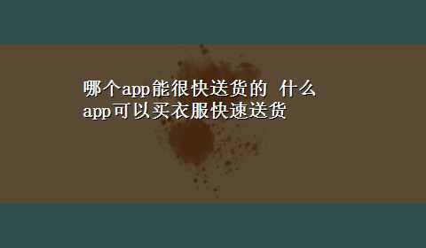 哪个app能很快送货的 什么app可以买衣服快速送货