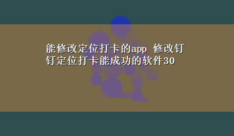 能修改定位打卡的app 修改钉钉定位打卡能成功的软件30