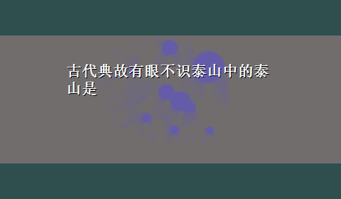 古代典故有眼不识泰山中的泰山是