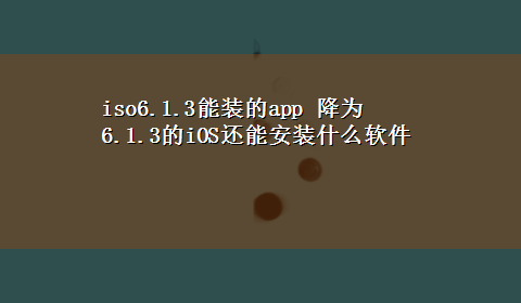 iso6.1.3能装的app 降为6.1.3的iOS还能安装什么软件