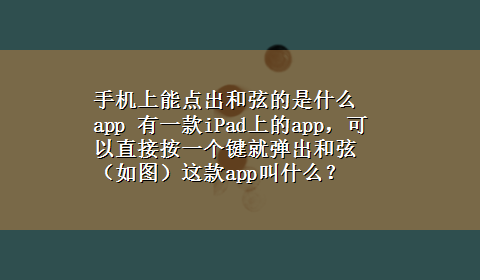 手机上能点出和弦的是什么app 有一款iPad上的app，可以直接按一个键就弹出和弦（如图）这款app叫什么？