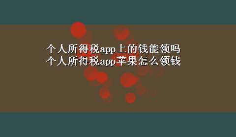 个人所得税app上的钱能领吗 个人所得税app苹果怎么领钱