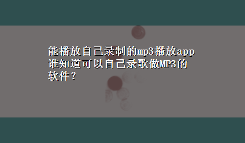 能播放自己录制的mp3播放app 谁知道可以自己录歌做MP3的软件？