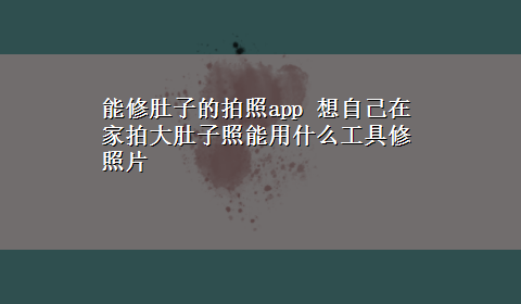 能修肚子的拍照app 想自己在家拍大肚子照能用什么工具修照片