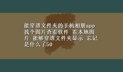 能穿透文件夹的手机相册app 找个图片查看软件 看本地图片 能够穿透文件夹显示 忘记是什么了50