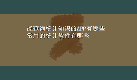 能查询统计知识的APP有哪些 常用的统计软件有哪些