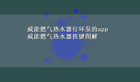 威能燃气热水器行环泵的app 威能燃气热水器按键图解