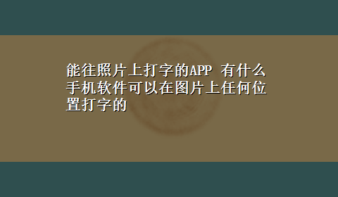 能往照片上打字的APP 有什么手机软件可以在图片上任何位置打字的