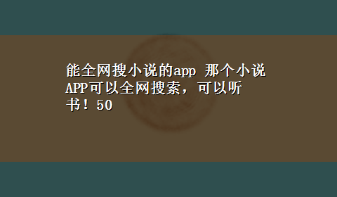 能全网搜小说的app 那个小说APP可以全网搜索，可以听书！50