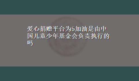 爱心捐赠平台为5加油是由中国儿童少年基金会负责执行的吗