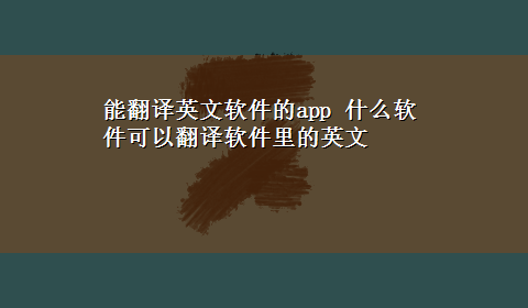 能翻译英文软件的app 什么软件可以翻译软件里的英文