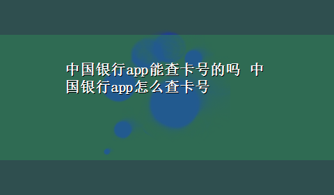 中国银行app能查卡号的吗 中国银行app怎么查卡号