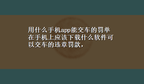 用什么手机app能交车的罚单 在手机上应该x-z什么软件可以交车的违章罚款，