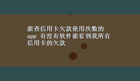 能查信用卡欠款使用次数的app 有没有软件能看到我所有信用卡的欠款