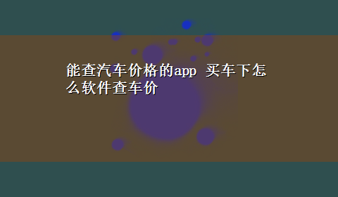 能查汽车价格的app 买车下怎么软件查车价