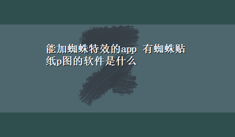 能加蜘蛛特效的app 有蜘蛛贴纸p图的软件是什么