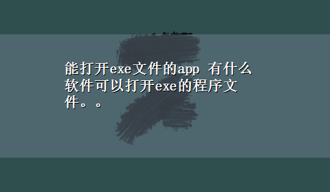 能打开exe文件的app 有什么软件可以打开exe的程序文件。。