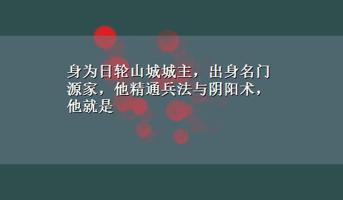 身为日轮山城城主，出身名门源家，他精通兵法与阴阳术，他就是