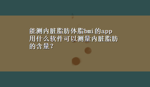 能测内脏脂肪体脂bmi的app 用什么软件可以测量内脏脂肪的含量？