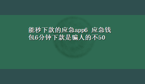 能秒下款的应急app6 应急钱包6分钟下款是骗人的不50