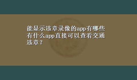 能显示违章录像的app有哪些 有什么app直接可以查看交通违章？