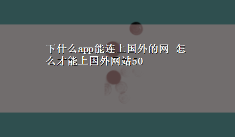 下什么app能连上国外的网 怎么才能上国外网站50