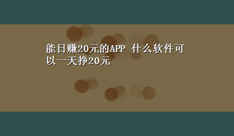 能日赚20元的APP 什么软件可以一天挣20元