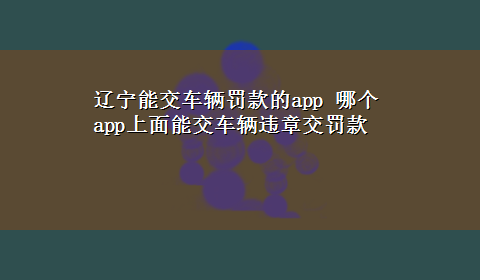 辽宁能交车辆罚款的app 哪个app上面能交车辆违章交罚款