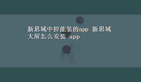 新思域中控能装的app 新思域大屏怎么安装 app