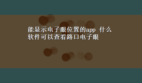 能显示电子眼位置的app 什么软件可以查看路口电子眼