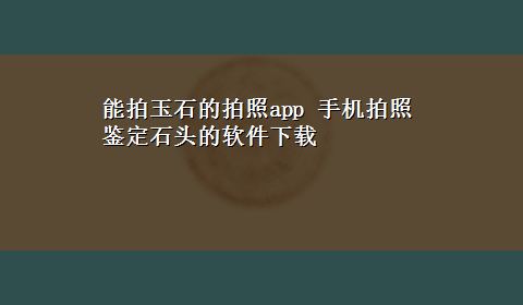 能拍玉石的拍照app 手机拍照鉴定石头的软件x-z