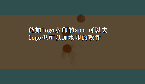 能加logo水印的app 可以去logo也可以加水印的软件