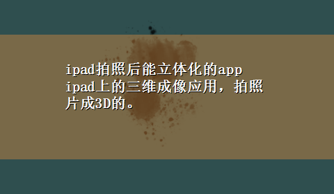 ipad拍照后能立体化的app ipad上的三维成像应用，拍照片成3D的。