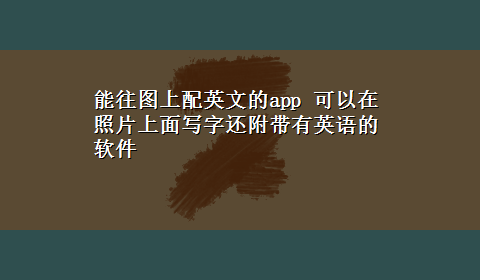 能往图上配英文的app 可以在照片上面写字还附带有英语的软件