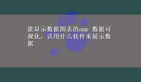 能显示数据图表的app 数据可视化，该用什么软件来展示数据