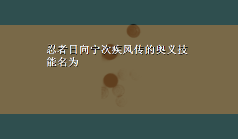 忍者日向宁次疾风传的奥义技能名为