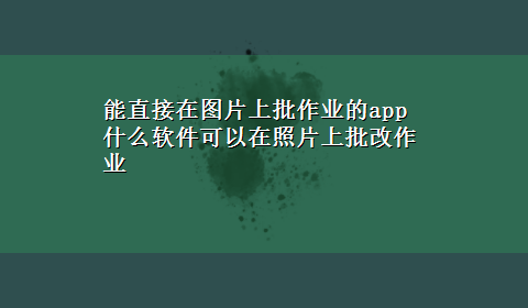 能直接在图片上批作业的app 什么软件可以在照片上批改作业