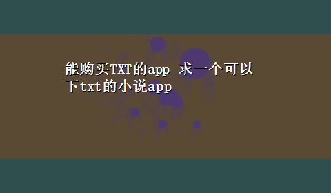 能购买TXT的app 求一个可以下txt的小说app