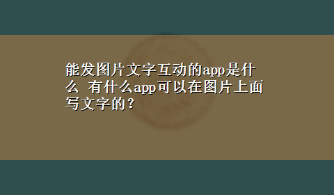 能发图片文字互动的app是什么 有什么app可以在图片上面写文字的？