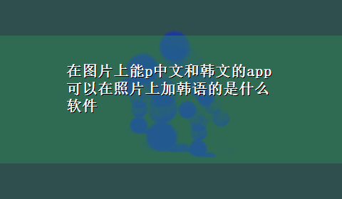 在图片上能p中文和韩文的app 可以在照片上加韩语的是什么软件